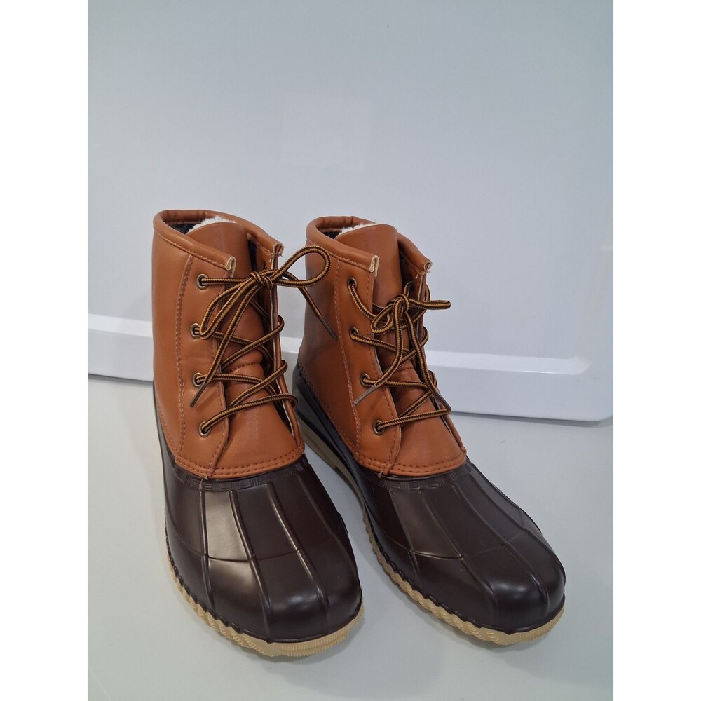 Asgard Womens Duck Boots Waterproof Rain Snow Insulated Flannel Lined Brown sz8